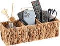 BTSKY Handwoven Remote Control Holder for Table, Natural Water Hyacinth