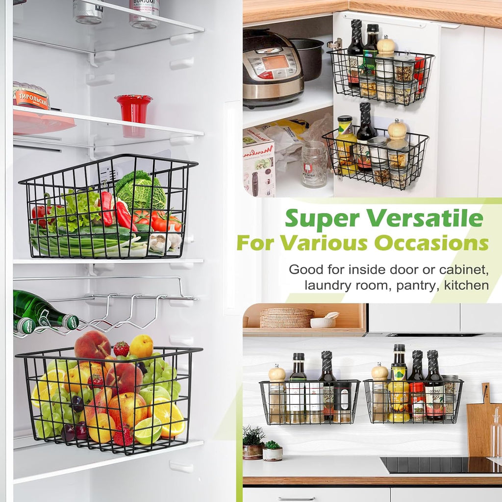 ZUSHALLMY 2 Pack Wire Baskets for Wall, No Drill Adhesive Kitchen Storage