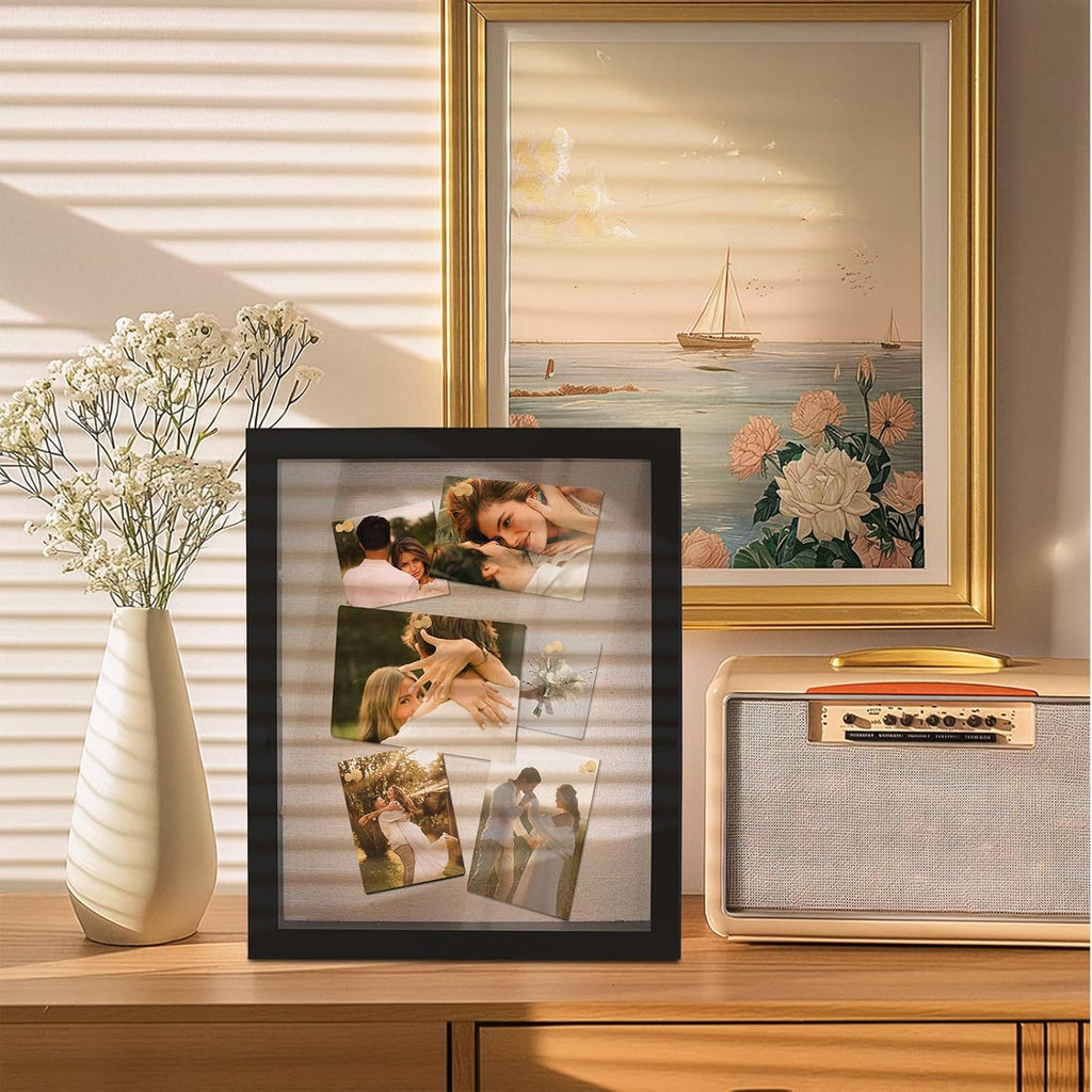 11x14 Shadow Box Display Case with Linen Back and Removable Shelves
