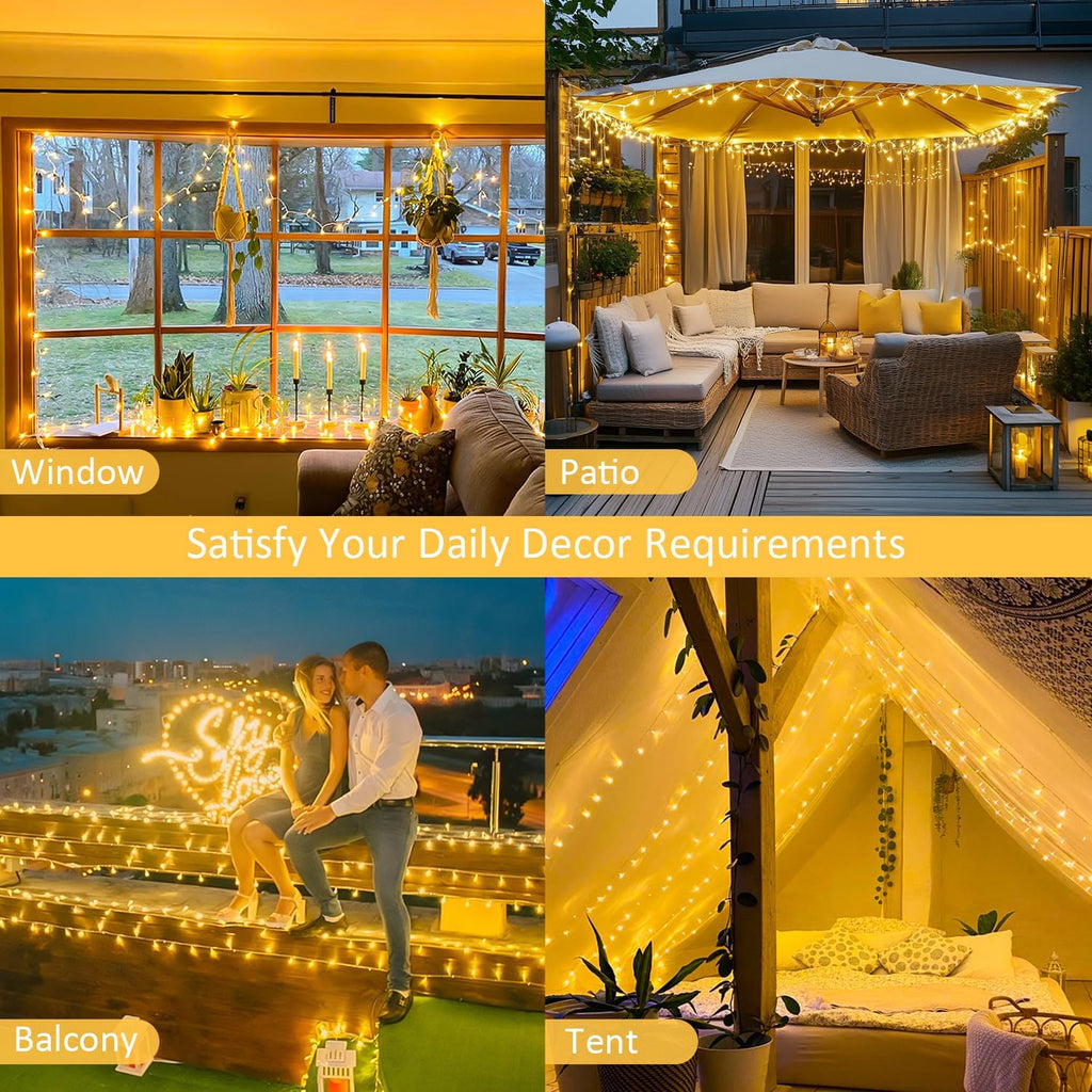 JMEXSUSS 2 Pack Warm White Christmas Lights Indoor, Total 200 LED 66FT