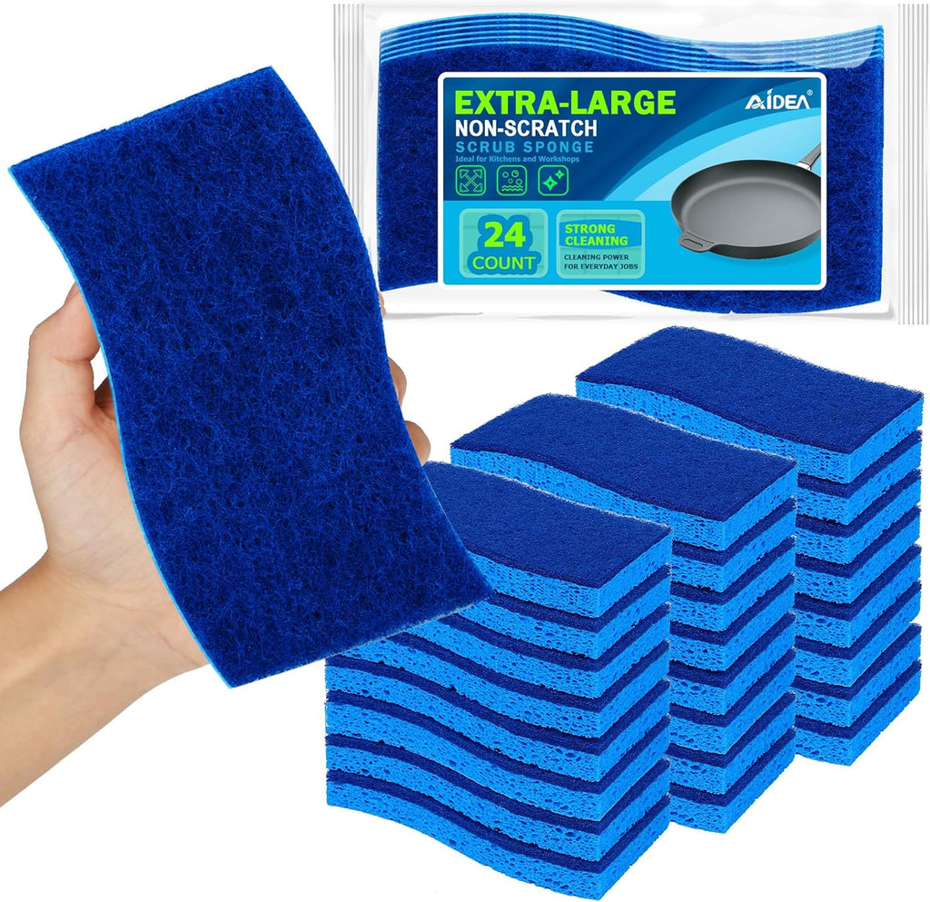 AIDEA XL Sponges Kitchen 24Count, Non-Scratch Scrub Sponges for Dishes