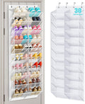 MISSLO 20-30 Pairs Over the Door Shoe Organizer Breathable Mesh Hanging Shoe Rack for Closet Storage with Wide Deep Pockets 10 Tier Shoes Holder Fit All the Family's Sneakers, Boots, Heels