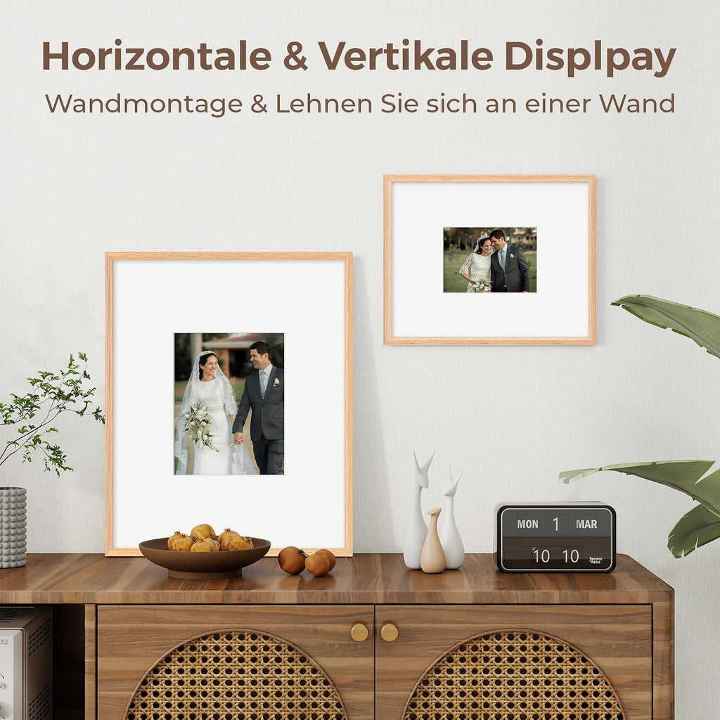 Axeman 11x14 Signature Picture Frame, 5x7 White Mat for Garduation, Natural