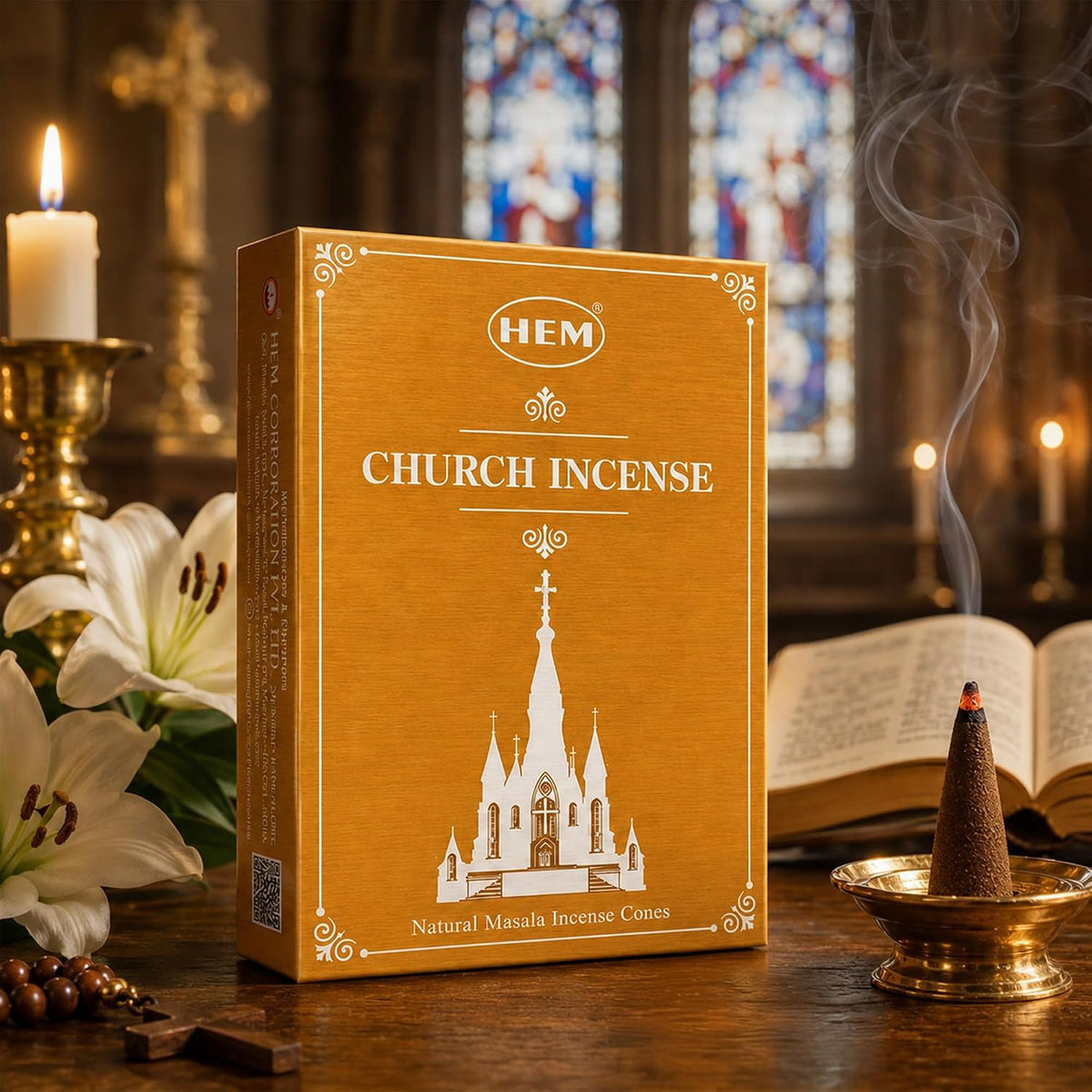 HEM Premium Masala Incense Cones (Church Incense) – Pack of 120 Cones | 10 Cones per Pack, | Long Lasting Divine Aroma for Prayer, Meditation & Spiritual Use