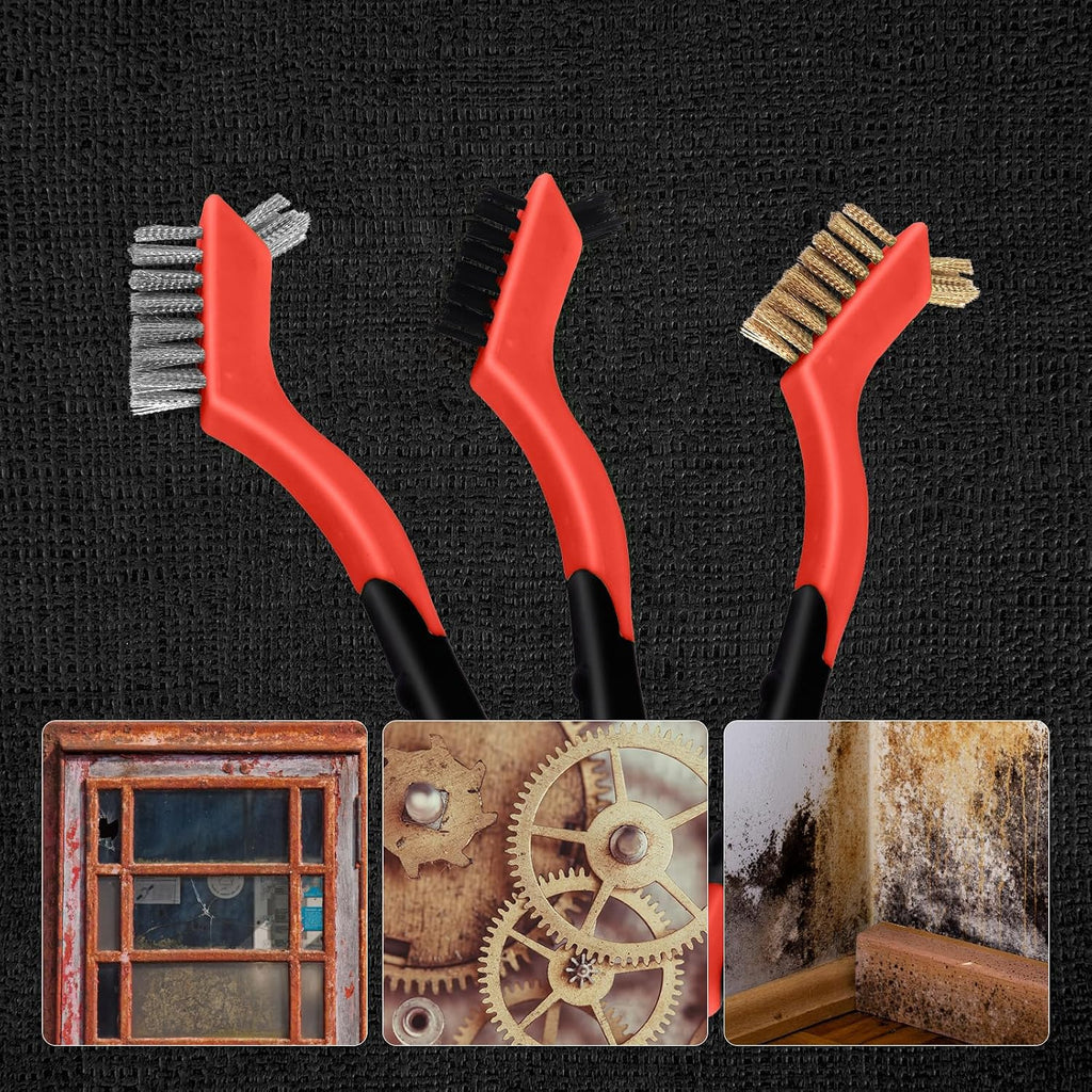 MAXMAN Wire Brush Set 6Pcs, Small Scratch Brush, Rust Scrub Detailing