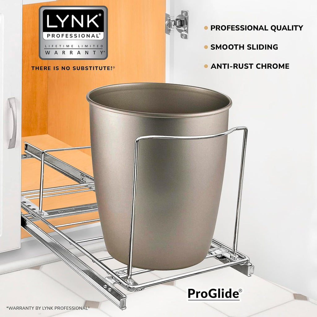 LYNK PROFESSIONAL® Pull-Out Trash Can Drawer – Sliding Organizer for Kitchen Cabinet or Under-Sink Use – Heavy Duty Storage Rack (Bin Not Included)