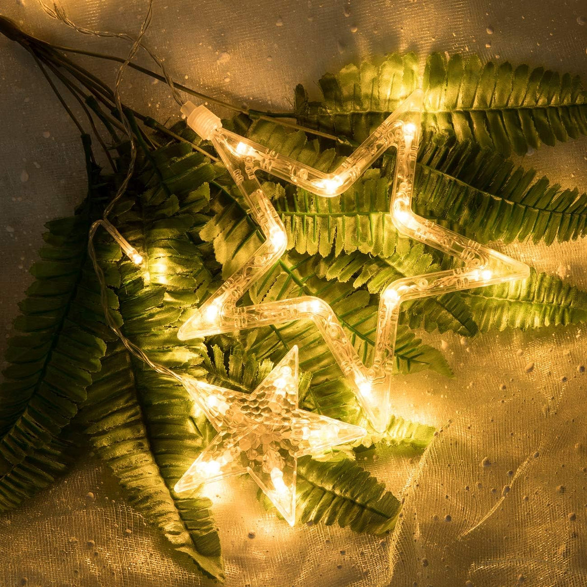 AWQ 12 Stars 138 LED Star String Lights Curtain Lights for Bedroom Decor