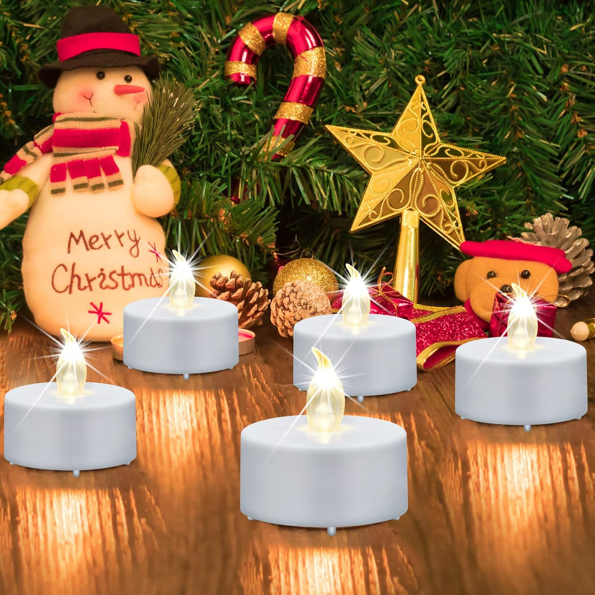 100 Pack Flameless LED Tea Lights Candles Flickering 200+ Hours Warm White