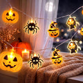 Halloween String Lights Indoor: 16.4 FT 30 LED Battery Operated Pumpkin Skeleton Spiders Lighted Decorations – 8 Modes Waterproof Timer for Window Porch House Room Bedroom Party Decor