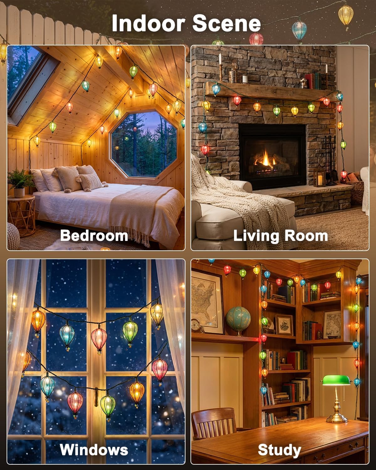 11FT Multicolor Outdoor String Lights, Decorative Patio Lights LED