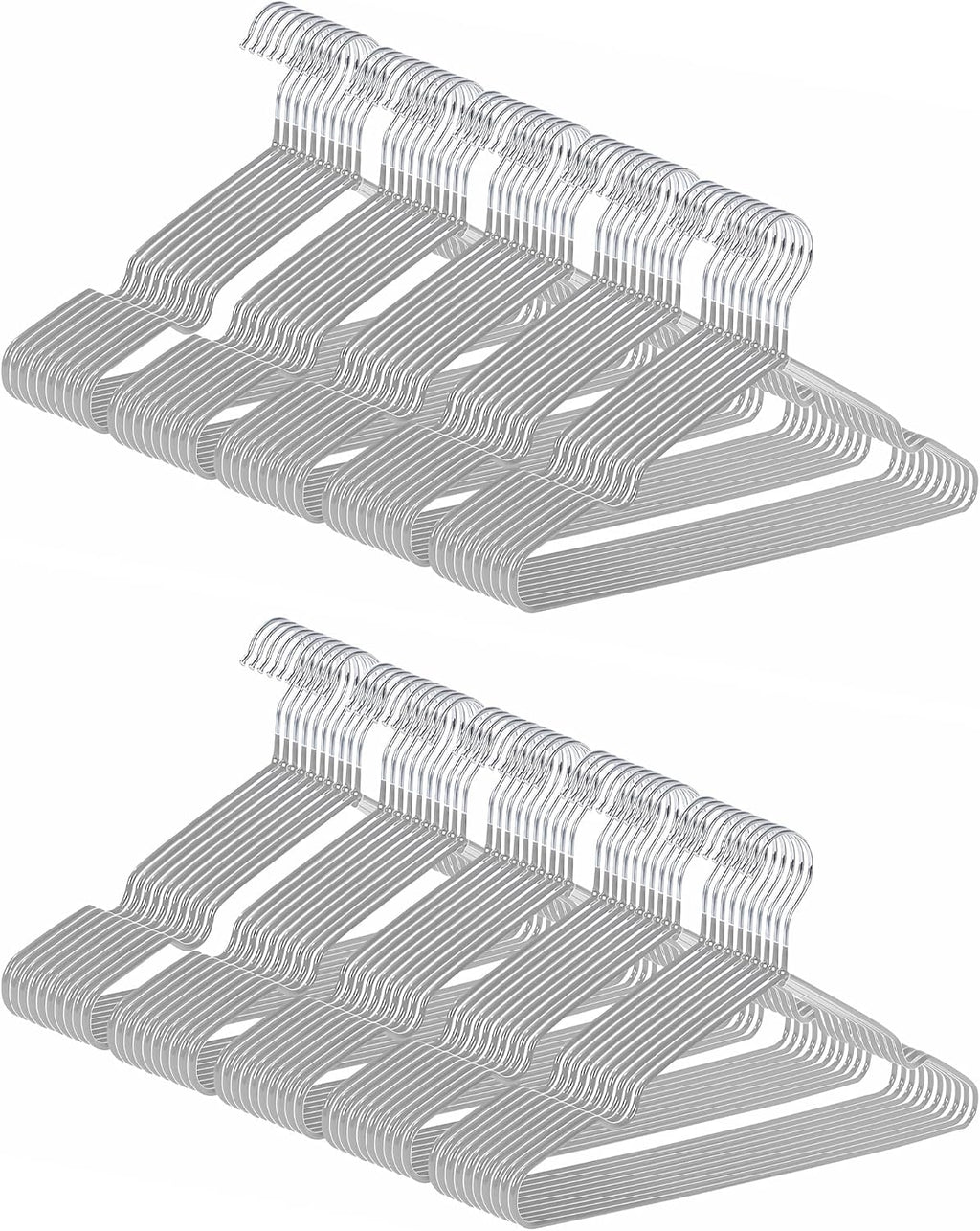 Ultra-Thin Metal Hangers, 100 Pack Non-Slip PVC Coated Space Saving Clothes Hangers for Closet, 16 inch Wide for Suits, Dresses, Jackets（Gray）