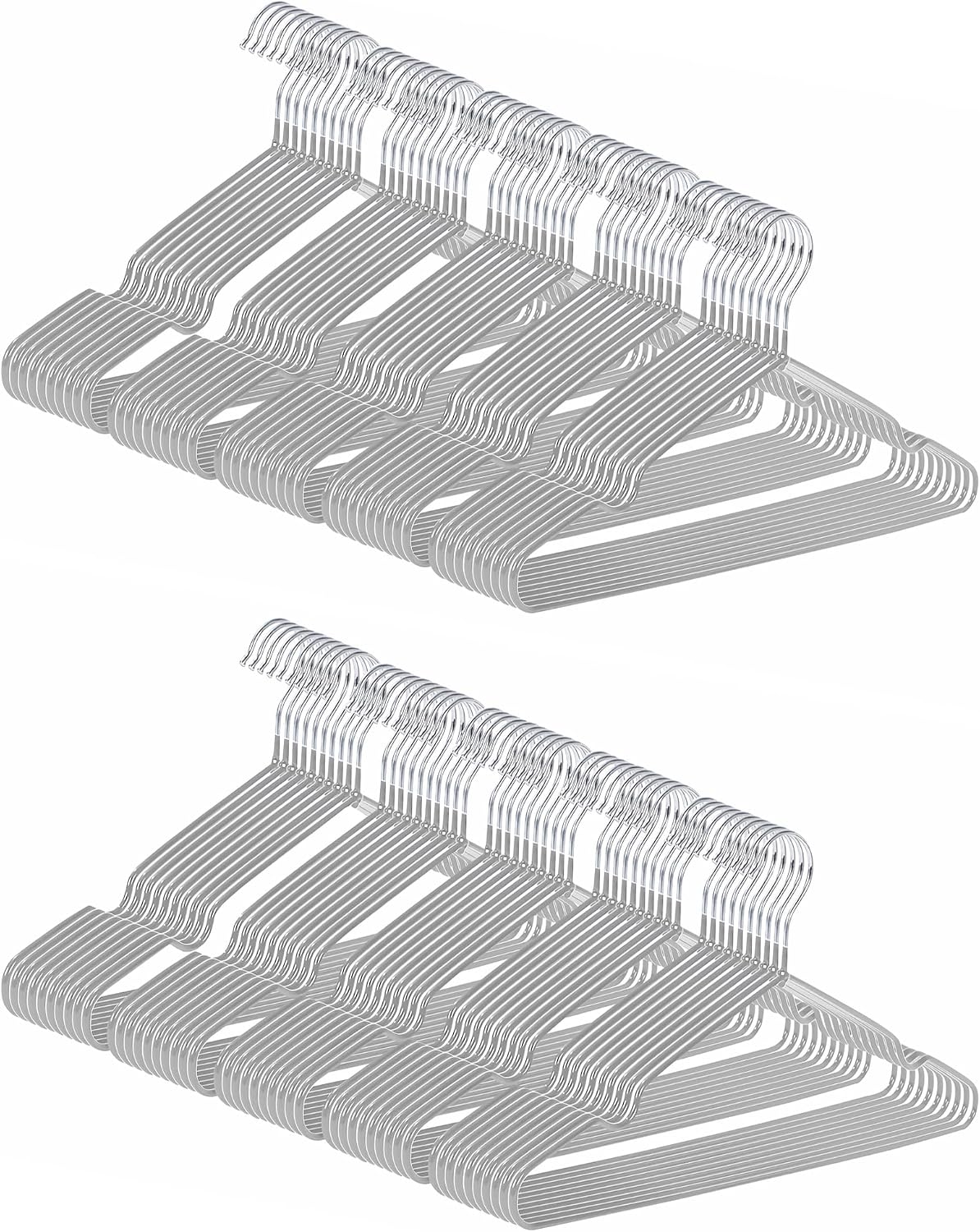 Ultra-Thin Metal Hangers, 100 Pack Non-Slip PVC Coated Space Saving Clothes Hangers for Closet, 16 inch Wide for Suits, Dresses, Jackets（Gray）