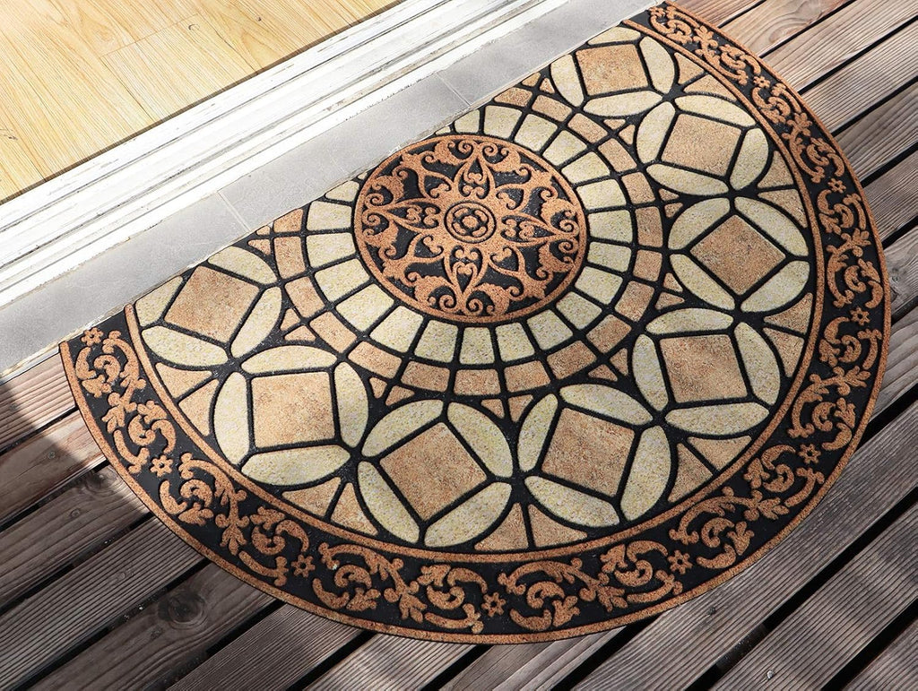 CHICHIC Entrance Door Mat Large 24 x 36 Inch Entry Way Doormat Front Door Rugs Outdoors Heavy Duty Welcome Mat Non Slip Rubber Back Low Profile for Garage, Patio, High Traffic Area, Semicircle