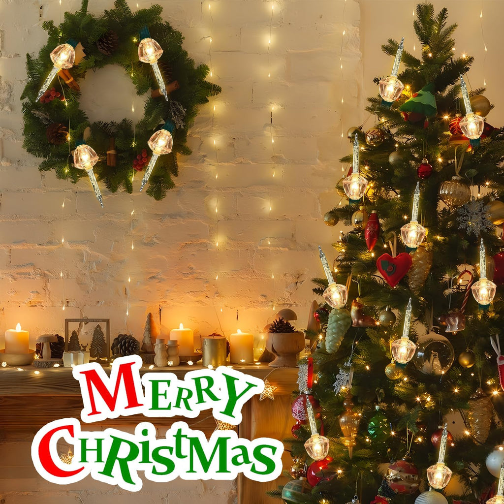 Christmas Bubble Lights,11 Ft Vintage Bubble Light String Set, 8 Bubble Fluids with Sliver Glitter (Plus 1 Spare Bulbs) C7/E12 Candelabra Base UL-Listed for Holiday Christmas Lighting Green Wire