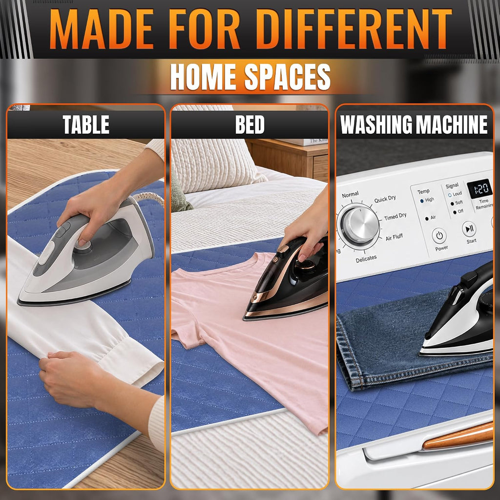 3-in-1 Ironing Mat for Table Top, 39.2" x 17.9", Magnetic Edges