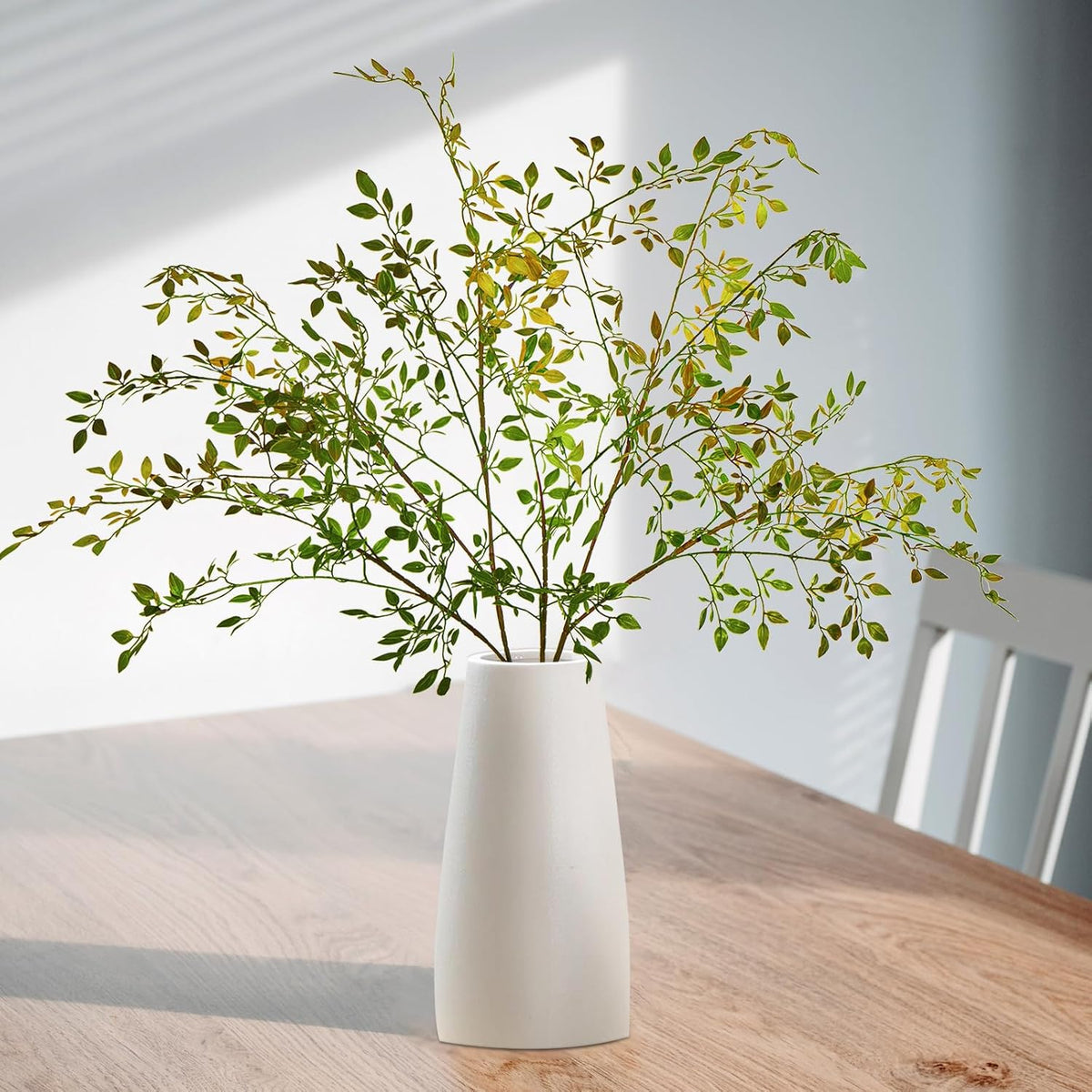 Ttranewsoo Artificial Greenery Stems, 43.3" Nandina Branches Tall Faux Plant Stems for Vase, Greenery Decor Stems Leaves Bunches for Shop Garden Office Home Décor,2Pcs,Orange