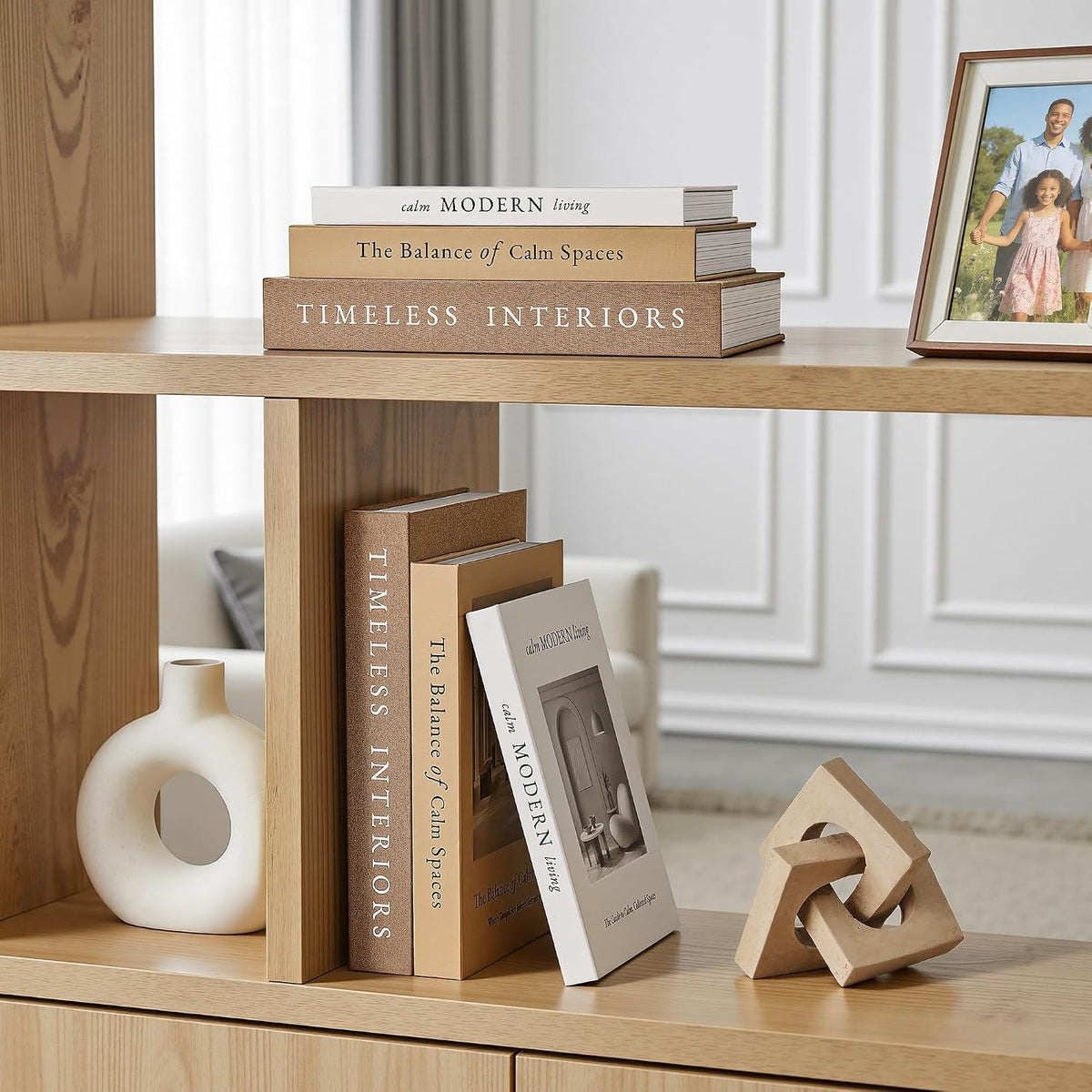 JARLINK Decorative Books, Set of 3 Fake Book Storage Boxes, Oatmeal