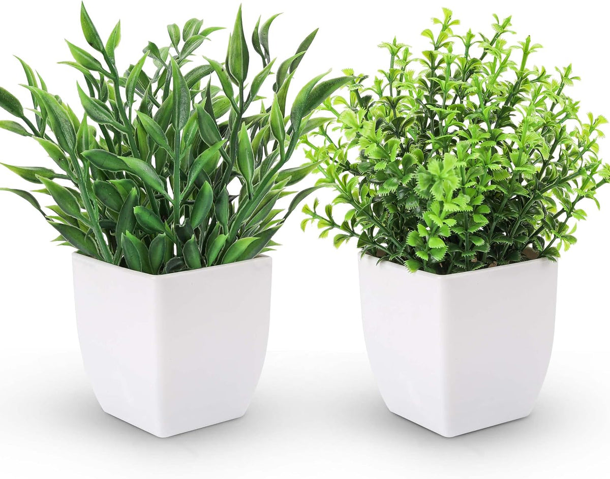 Der Rose 2 Pack Artificial Greenery Plants Indoor for Office Desk Decor