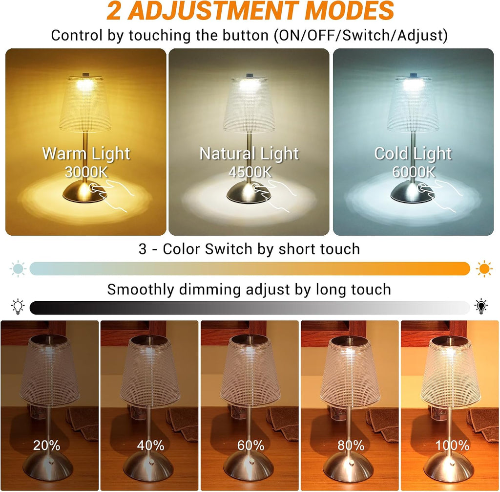 Cordless Rechargeable Metal Table Lamp, Cube Shade, Nickel