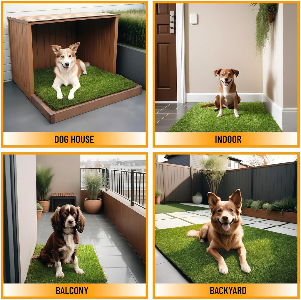 Ottomanson Artificial Grass Puppy Potty Training Pad with Tray, 15" x 30" Reusable Pee Pad for Small Pets and Dogs
