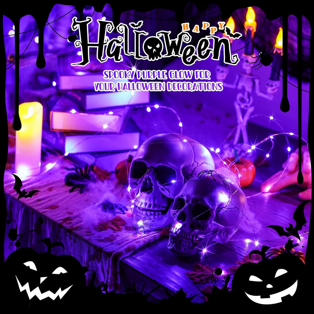 JMEXSUSS 50 LED Purple Halloween Lights, Battery Operated Fairy Lights