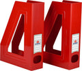 Acrimet Magazine File Holder, Vertical Desk Organizer, Red, 2 Pack