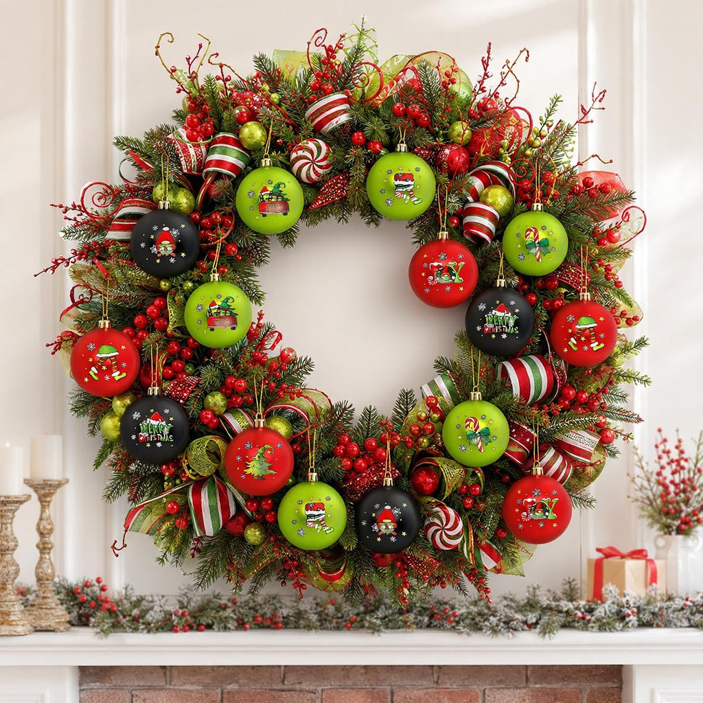 16Pcs Double-Sided Christmas Balls Tree Ornaments Set Decorations Baubles