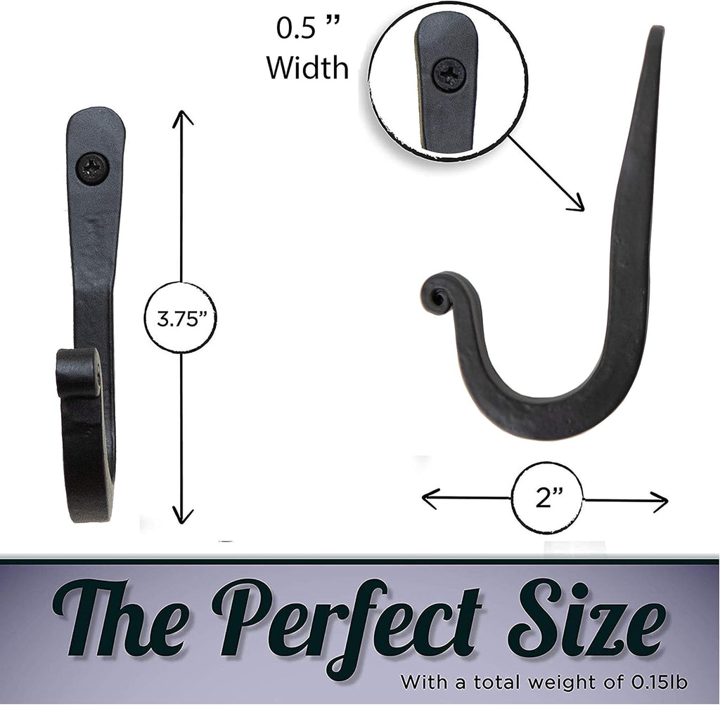 Decorative Wrought Iron Wall Hooks, Heavy Duty, Set of 3