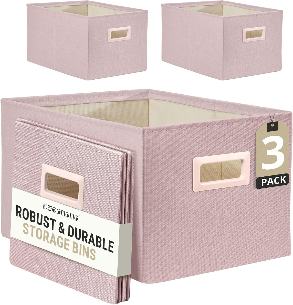 DECOMOMO Storage Bins for Shelves, 3x Tougher Storage Baskets