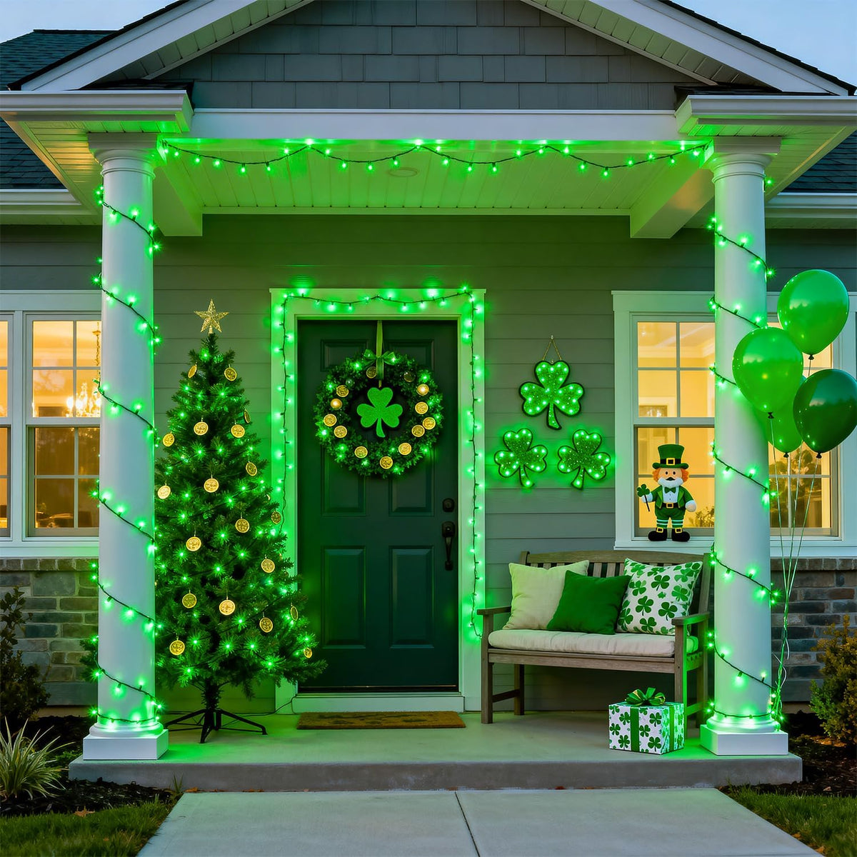 JMEXSUSS 250 LED Green String Lights - 91.5ft Christmas Lights Outdoor Waterproof, 8 Lighting Modes, Connectable Christmas Tree Light for Yard Patio Party Halloween Christmas Decorations (Pack of 2)