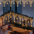 DANLI Christmas Lights Outdoor 13.8ft 218 LED Connectable String Lights with 11 Drops, Window Curtain Fairy Light with 8 Modes for Garden Eaves Wedding Party Holiday Christmas Decorations