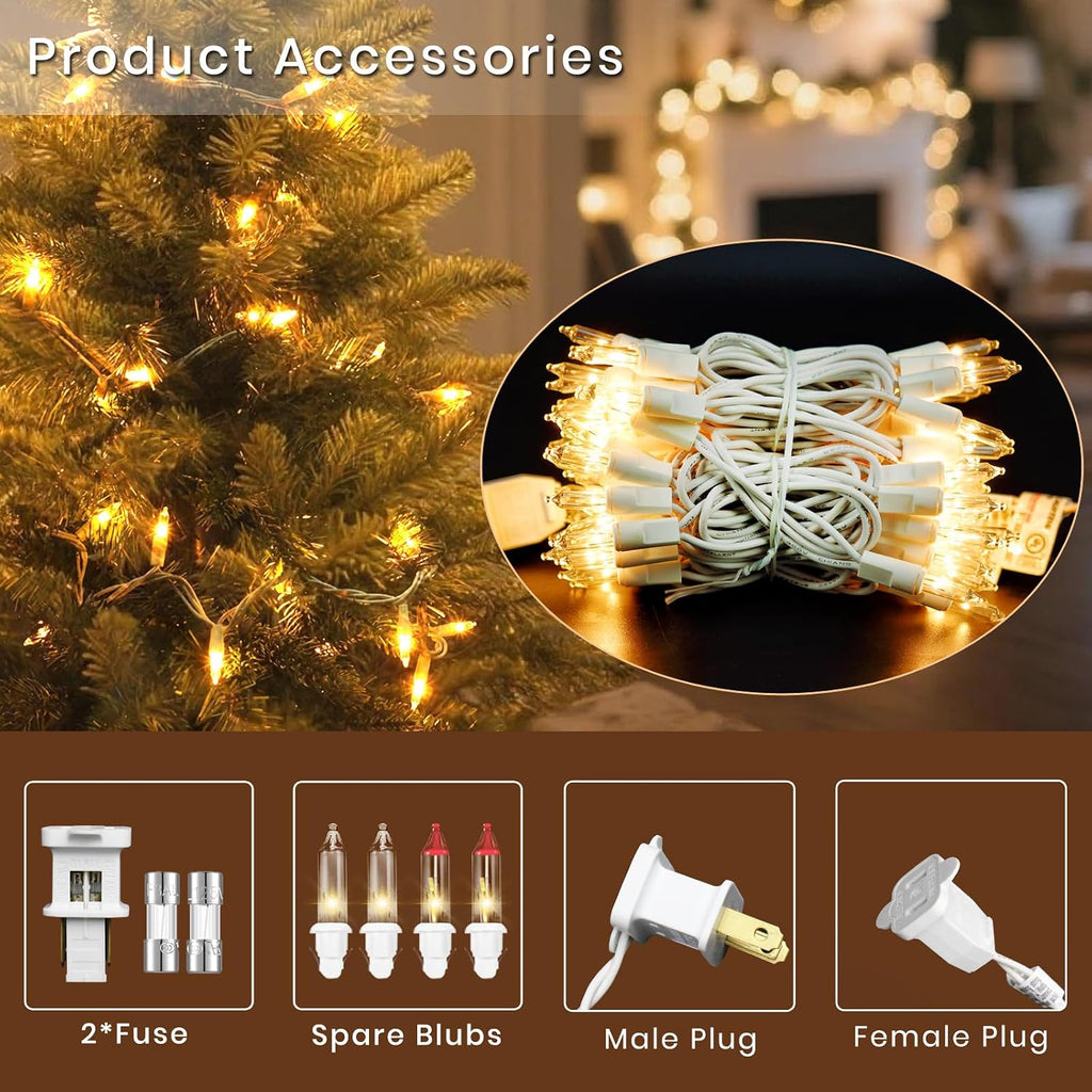 White Christmas Lights Indoor 100 Mini Incandescent String Lights