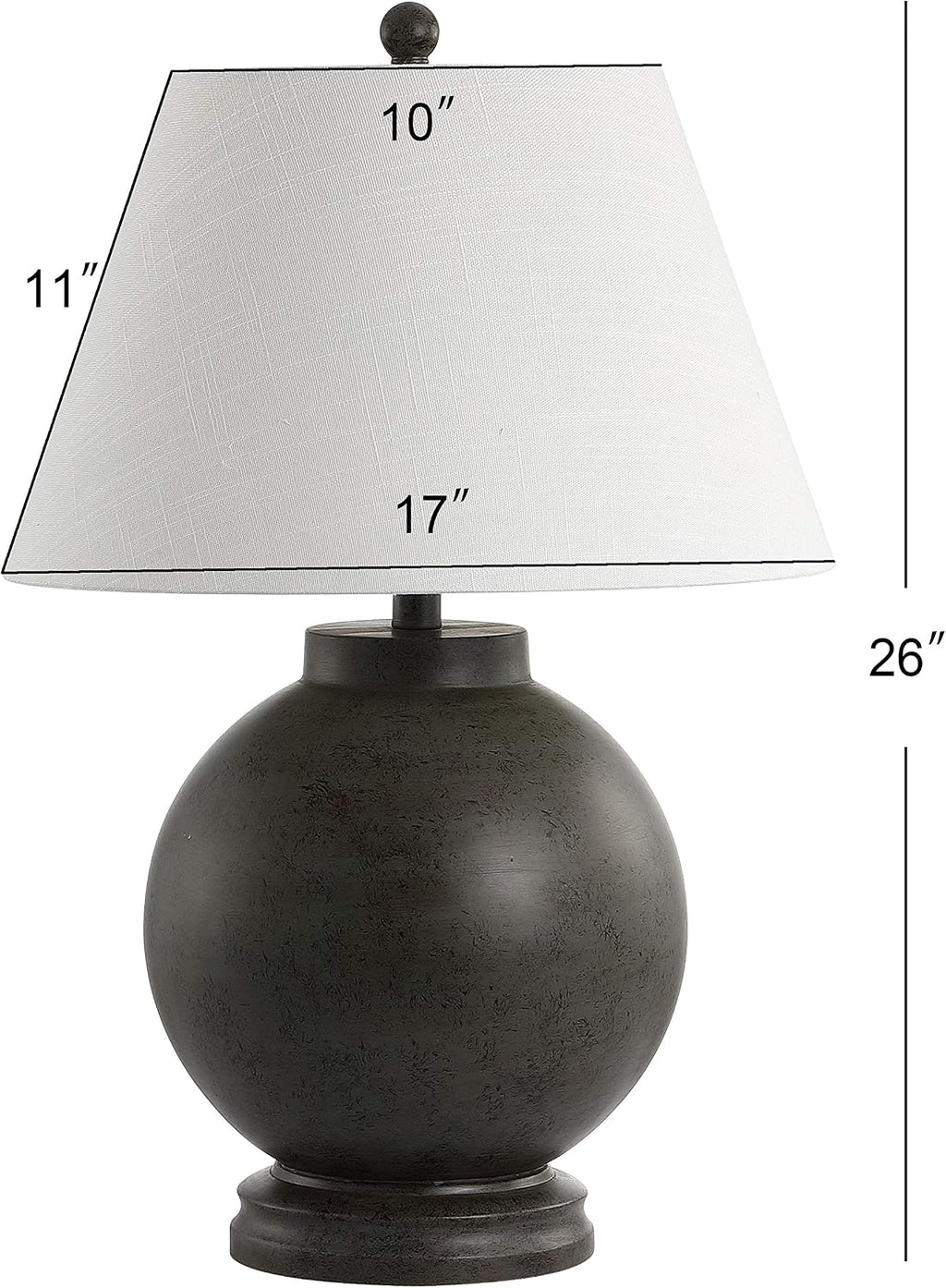 JONATHAN Y Sophie 26" Resin Sphere Table Lamp Sculptural, Dark Gray