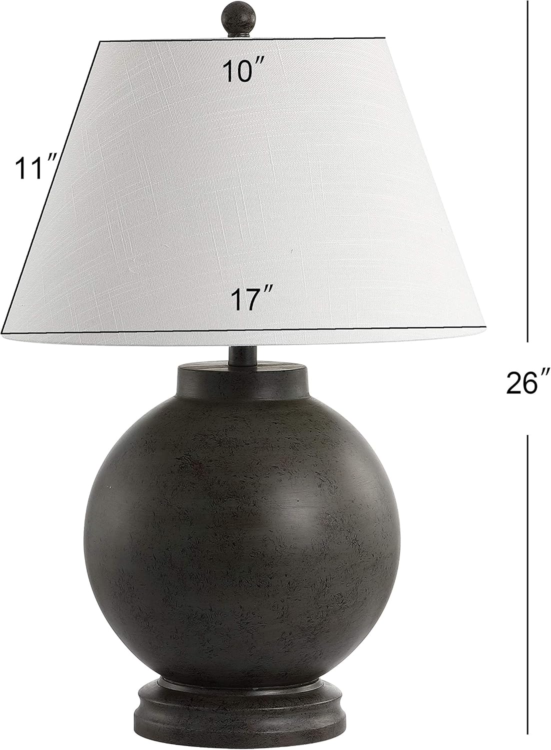 JONATHAN Y Sophie 26" Resin Sphere Table Lamp Sculptural, Dark Gray