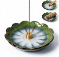 Pinehaven Green Lotus Incense Holder, Handcrafted Ceramic Japanese Zen Tray