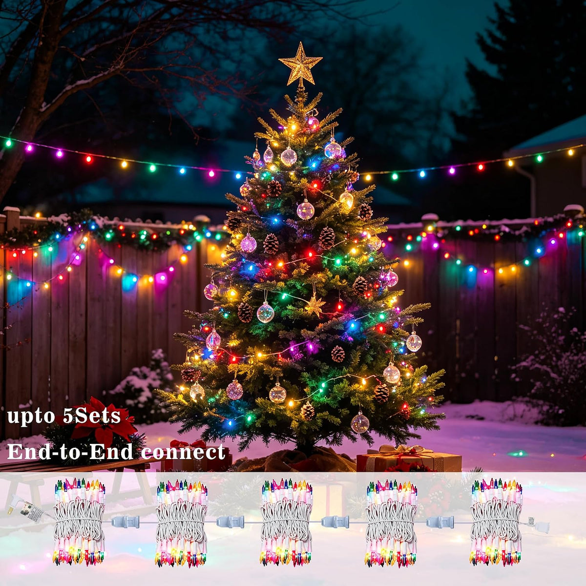 TW SHINE Christmas String Lights, 20FT 100 Count Incandescent White Wire Christmas Mini Lights, Waterproof Xmas String Lights for Outdoor Indoor Home Party Yard Decorations, Multi-Colored