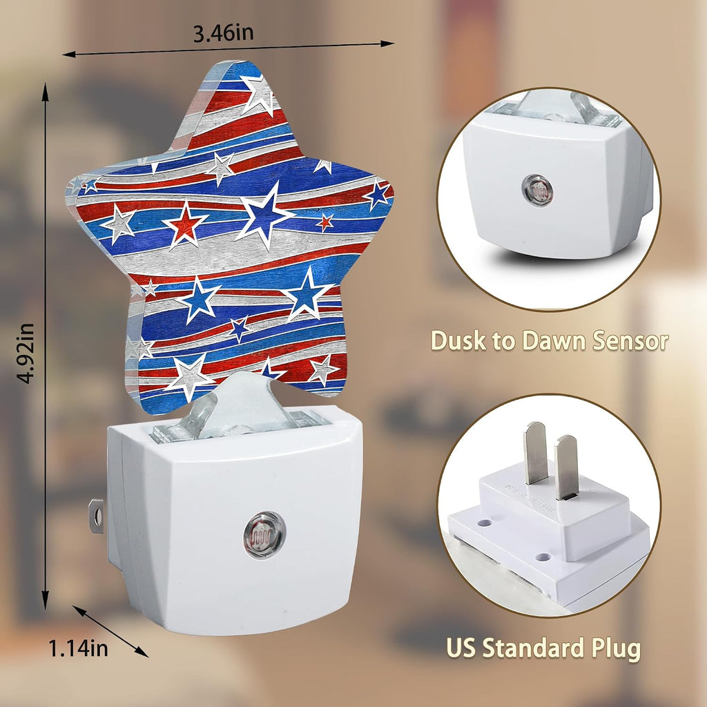 America Flag Nights Lights Plug into Wall with Dusk to Dawn Sensor,Lamp for Bedroom Bathroom Hallway Nightlight for Women Girls