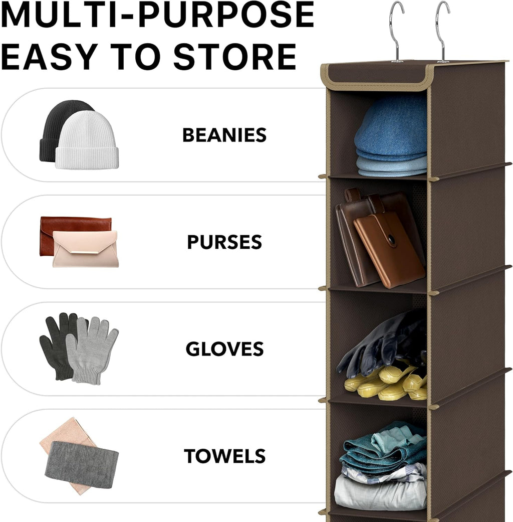 Simple Houseware 10 Shelves Closet Hanging Shoe Organizer, Brown