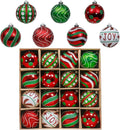 Valery Madelyn Christmas Ornaments Set, 16ct Red Green White Shatterproof Christmas Tree Decorations Ball Ornaments Bulk, 3.15 Inch Hanging Ornaments for Xmas Trees Holiday Party Decor
