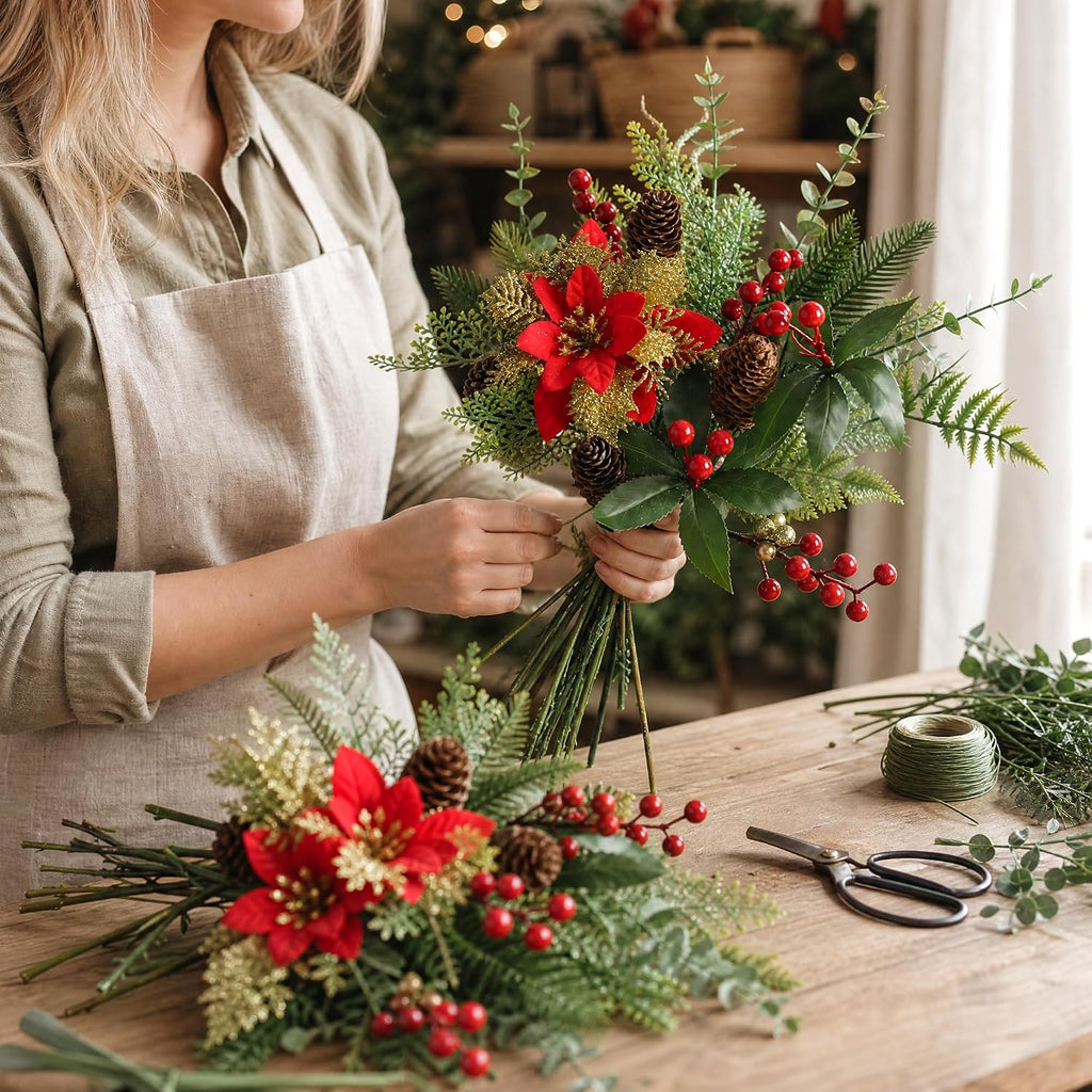 Christmas Artificial Greenery Stems for DIY Home Decoration