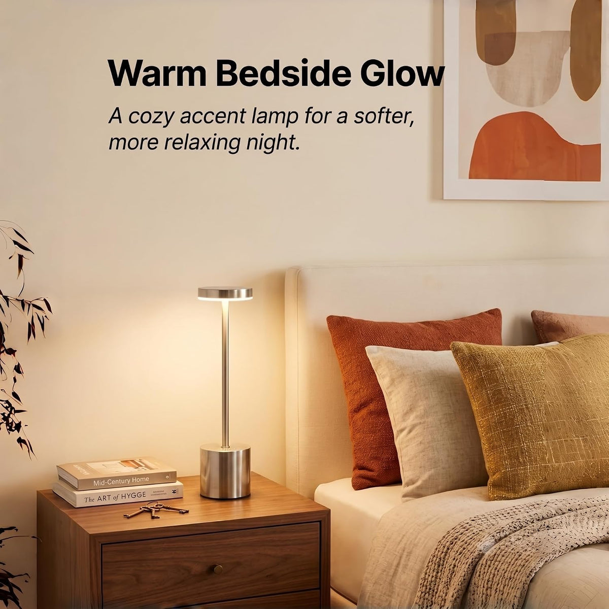 Silver Cordless Table Lamp 2Pack Rechargeable Portable Table Light