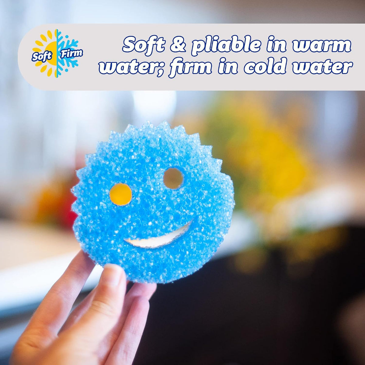 Scrub Daddy Colors Kitchen Sponges, Dish Sponges for Washing Up, Texture Changing Washing Up Sponge, Non Scratch Dish Scrubber, Odour Resistant Bathroom Cleaning Products, Dishwasher Safe, Pack of 2