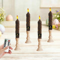 6.5 inch Flameless Brown Taper Candles Flickering with 10-Key Remote, Battery Operated Led Warm 3D Wick Light Window Candles Real Wax Pack of 4, Christmas Home Wedding Decor