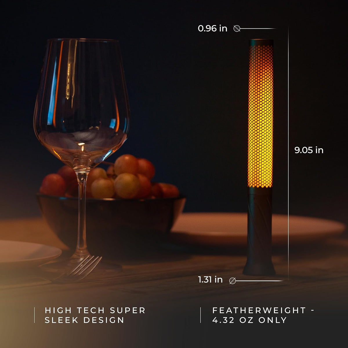 phonar Rechargeable Flameless Candle Lamp, Cordless Ambient Table Light for Bedroom, Romantic Dinner, Restaurant & Cozy Home Decor, Warm Dimmable LED Candlelight