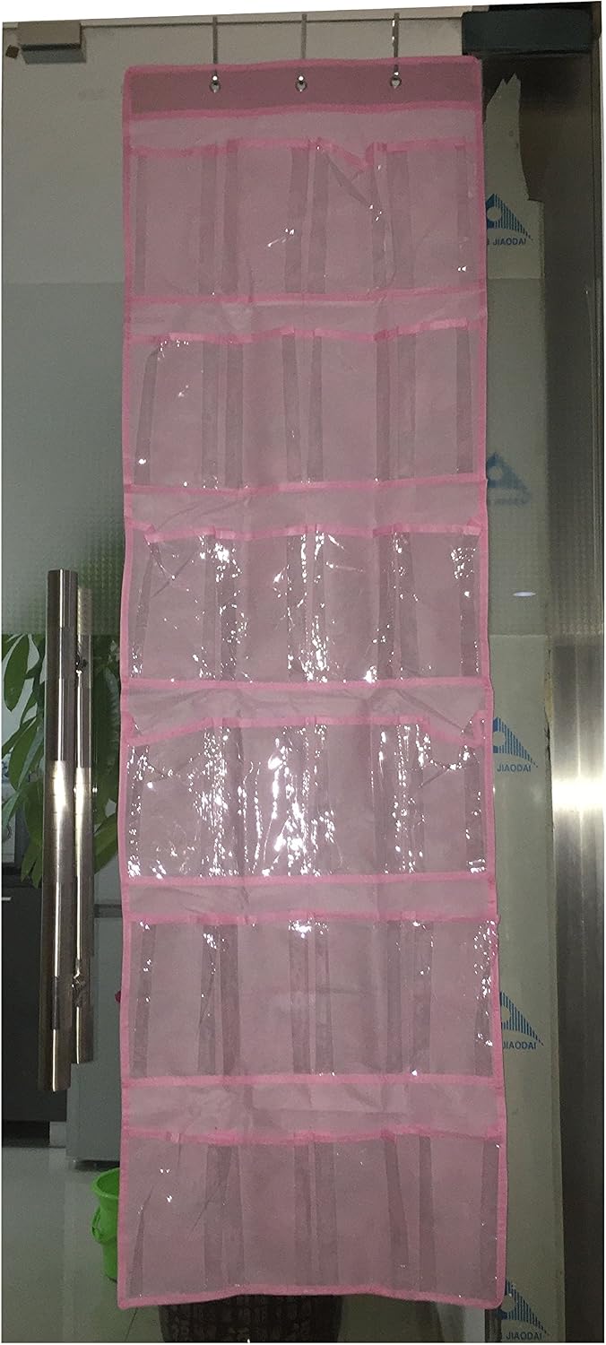24-Pocket Over The Door Shoe Organizer (Pink)