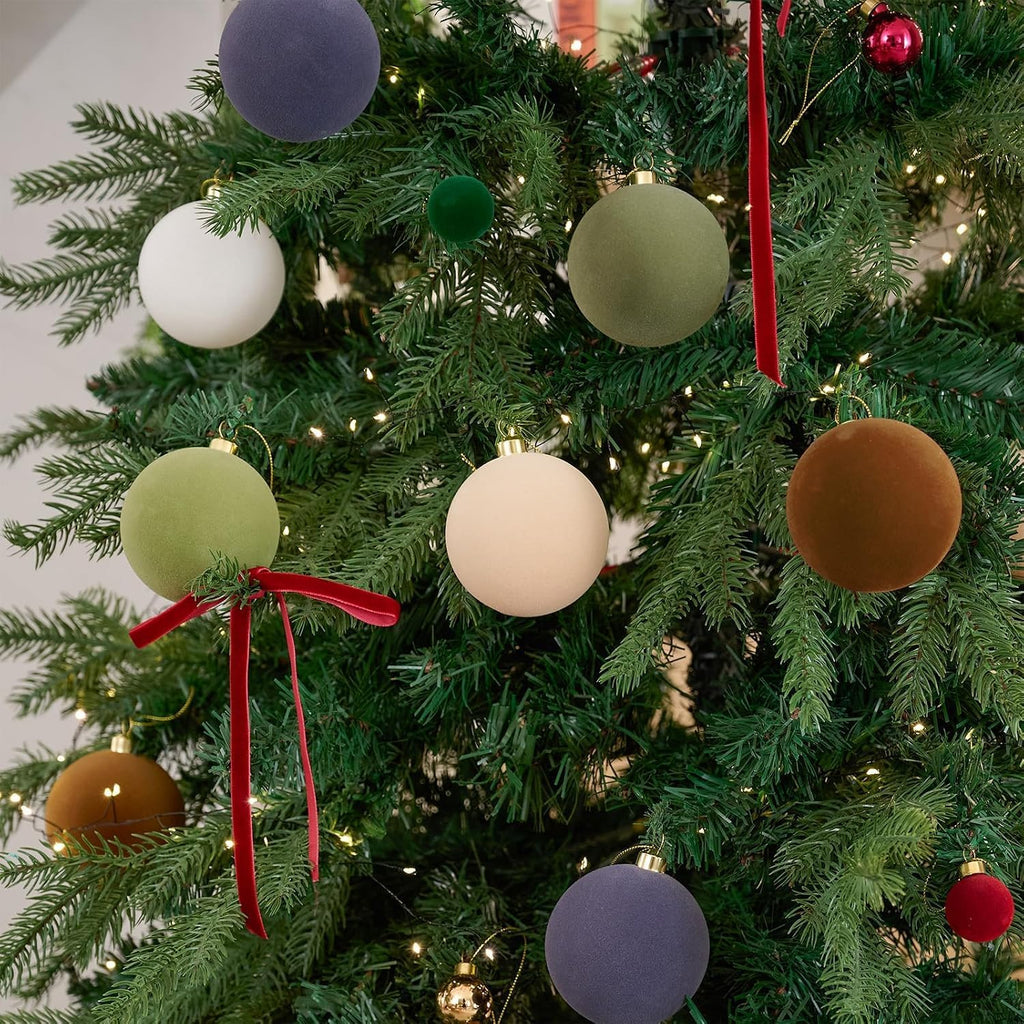 DN DECONATION Velvet Christmas Ball Set, Multi-Color Christmas Tree Decor