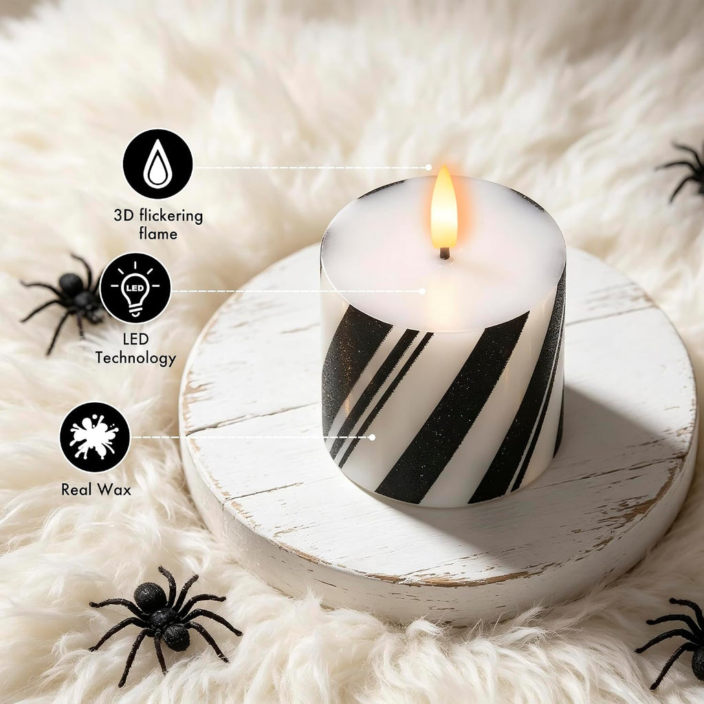 Halloween Flameless Pillar Candles,Real Wax LED Candles with Timer,3x3 Inch