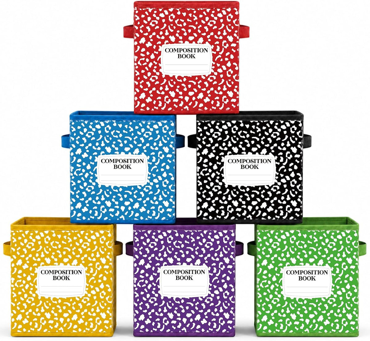 Crtiin 6 Pcs 11in Composition Book Classroom Fabric Storage Bins