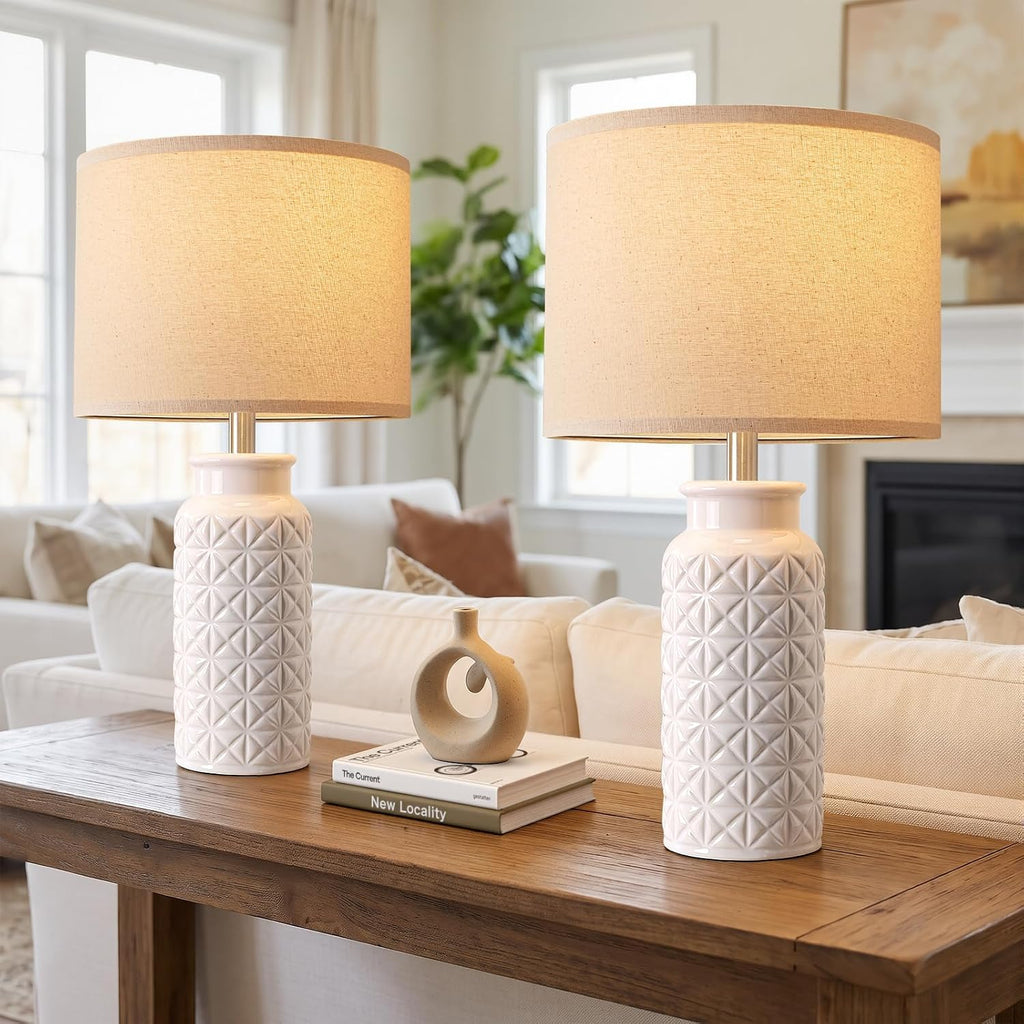 Innqoo 22.6" Dimmable Table Lamps Set of 2 with Remote, Lamps for Bedroom