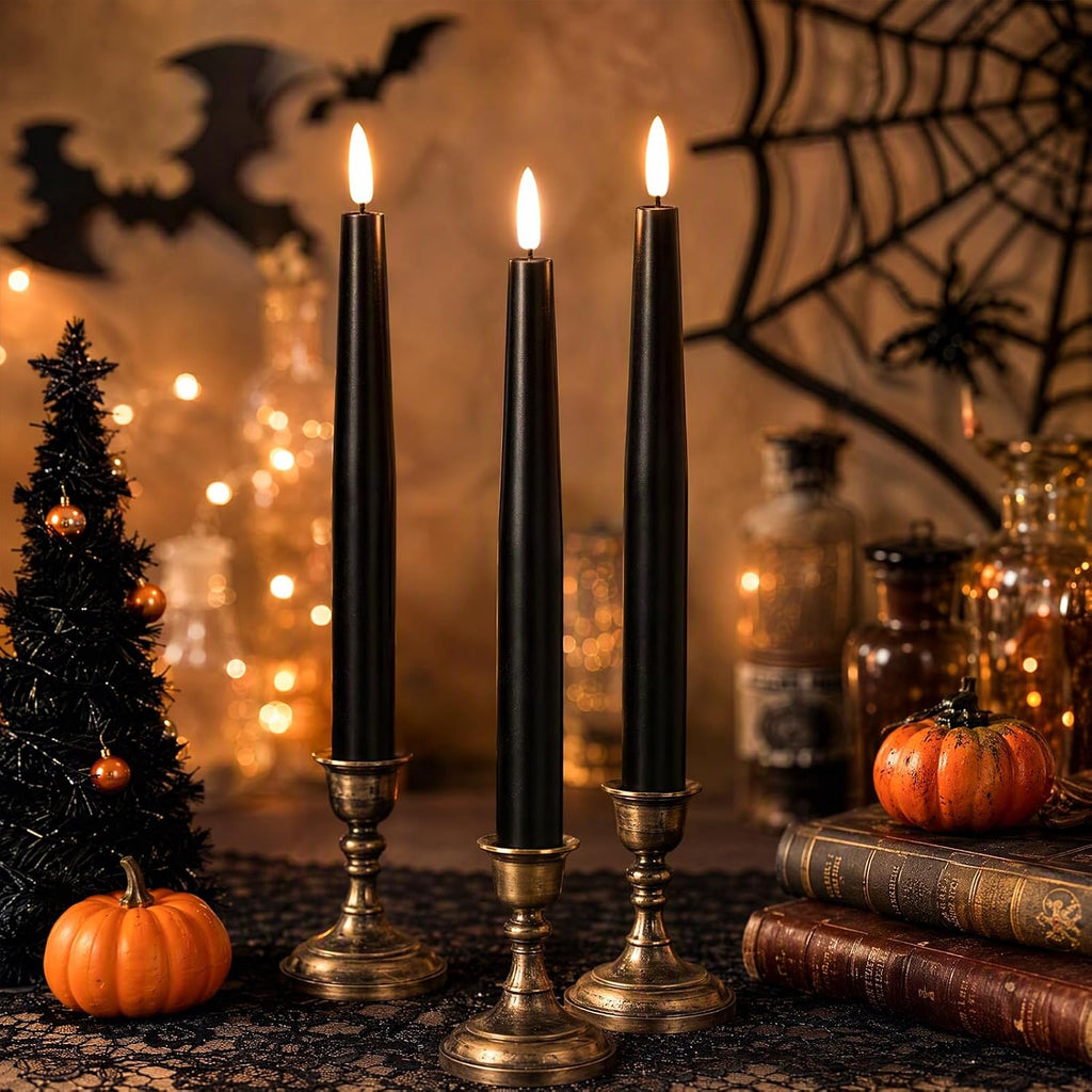 GenSwin Black Rechargeable LED Flameless Taper Candles with Remote